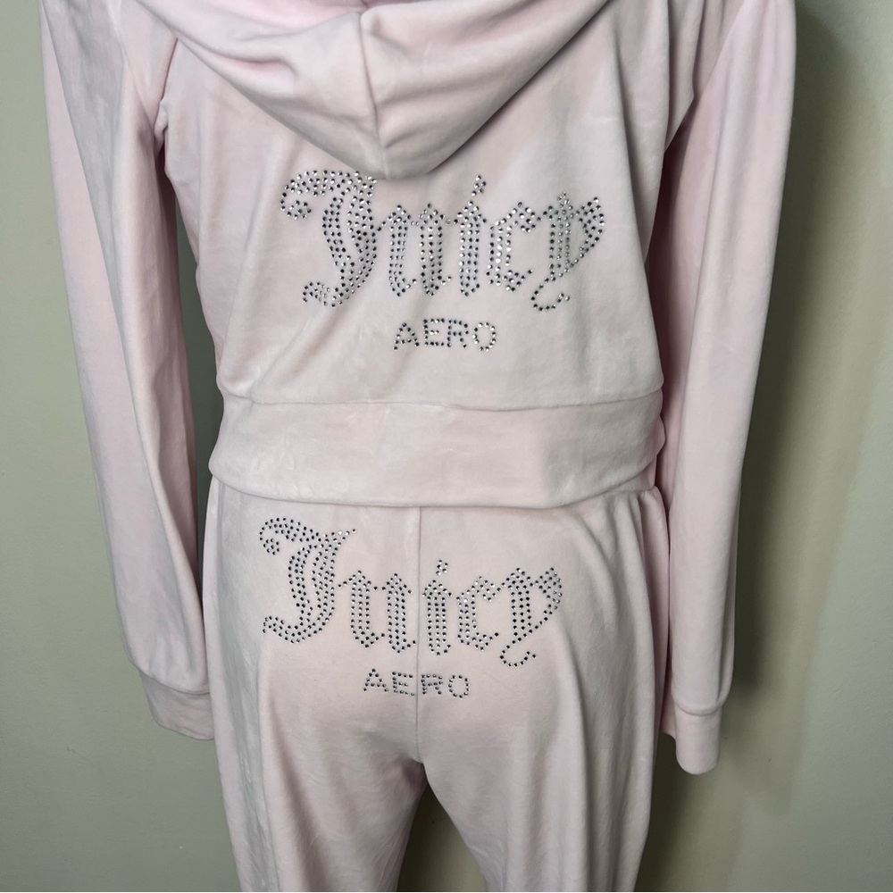 Juicy Couture x Aeropostale Baby Pink Velour Tracksuit Set Y2K Women’s Size M - Picture 8 of 15